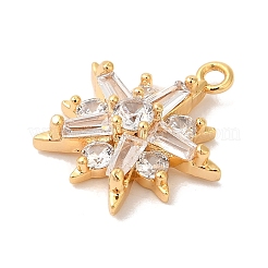 真鍮マイクロパヴェクリアキュービックジルコニアペンダント  ニッケルフリー  太陽と花  18KGP本金メッキ  16x14x5mm  穴：1mm&nbsp;KK-M294-07G-02