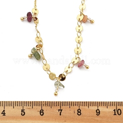 Brass Rolo & Flat Sequin Chains Necklaces for Women&nbsp;NJEW-D302-55
