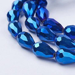 電気メッキガラスビーズセット  多面カット  ティアドロップ  ミックスカラー  7x5mm  穴：1mm  約65~67個/連  18~18.5インチ（45.5~46.9cm）&nbsp;EGLA-D017-7x5mm-M