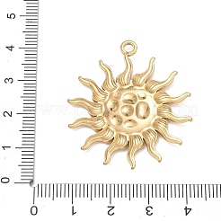 304ステンレスペンダント  槌目模様の太陽のチャーム  ゴールドカラー  38x33.5x2mm  穴：2.5mm&nbsp;SA-CBA1975-02G