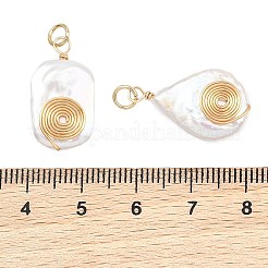 3Pcs 3 Styles Spiral Copper Wire Wrapped Natural Nucleated Baroque Keshi Pearl Pendants&nbsp;PALLOY-JF05276