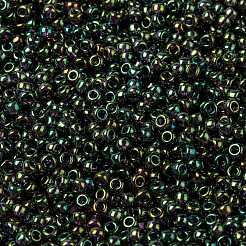 MIYUKIラウンドロカイユビーズ  日本製シードビーズ  8/0  （rr2446)フォレストグリーンレインボーゴールド光沢  3mm  穴：1mm  約2111~2277個/50g&nbsp;SEED-X0055-RR2446