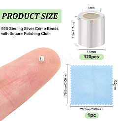 120Pcs 925 Sterling Silver Crimp Beads&nbsp;STER-BC0001-88