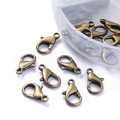 合金製カニカンと丸カンセット  ニッケルフリー  アンティークブロンズ  留め金：10~20.5x6~13x3.5~5.5mm  穴：1~2mm  約70個/箱  丸カン：6x1ミリ  約40~50個/箱&nbsp;PALLOY-X0004-AB-NF-B