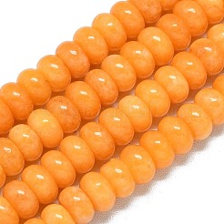天然石マレーシアジェイドビーズ連売り  染め＆加熱  ロンデル  オレンジ  8~8.5x4.5~5.5mm  穴：0.9~1mm  約74~76個/連  15.08''~15.35''（38.3~39センチメートル）&nbsp;G-B165-G01-5x8mm-11