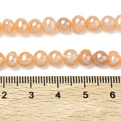 天然養殖淡水パールビーズ連売り  ポテト  グレード3 A  オレンジ  5.5~6mm  穴：0.5~0.6mm  約63~65個/連  13.50''（34.3センチメートル）&nbsp;PEAR-L034-11C