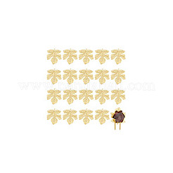 真鍮製カボション  カエデの葉  ゴールドカラー  33x30x1mm&nbsp;KK-WH0079-107G