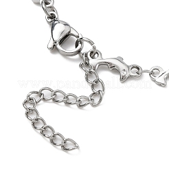 変色しない304ステンレススチールドルフィンリンクチェーンブレスレット  ステンレス鋼色  7-1/8インチ（18cm）&nbsp;BJEW-JB09893