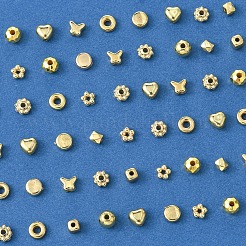 885 個 10 スタイル ccb プラスチックビーズ  混合図形  ゴールドカラー  4~6x4~6x2~5mm  穴：1~2.2mm&nbsp;CCB-FS0001-13