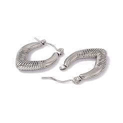 変色しない304ステンレススチール製ティアドロップフープピアス（女性用）  ステンレス鋼色  23x17x3.5mm  ピン：0.6mm&nbsp;EJEW-E199-13P