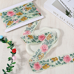 4.9~5 Yards Polyester Embroidery Organza Flower Trim Ribbon&nbsp;OCOR-CY0001-15A