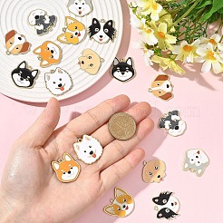 18個9スタイルアロイエナメルペンダント  犬のチャーム  ゴールドカラー  ミックスカラー  24~26x24~27x1.5mm  穴：1.6~1.8mm  2個/スタイル&nbsp;ENAM-YW0006-48