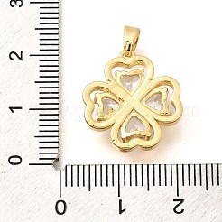 真鍮製マイクロパヴェキュービックジルコニアペンダント  クローバーチャーム  透明  18.5x17x4.5mm  穴：3x5mm&nbsp;LS-ZIRC-D275-01G-01