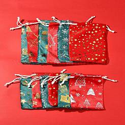 12個 12スタイル ホットスタンプ クリスマス ベルベット 収納バッグ  巾着袋  長方形  ミックスカラー  12~16x9~10x0.01cm  1個/スタイル&nbsp;ABAG-FS0001-02