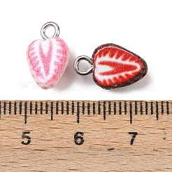 不透明樹脂ペンダント  ストロベリーチャーム  プラチナアイアンループ付き  ミックスカラー  14x8.5x6.5mm  穴：2mm&nbsp;FIND-Z104-03P