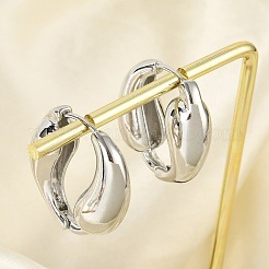 女性のための真鍮のフープピアス  ティアドロップ  プラチナ  24.5x8.5mm&nbsp;EJEW-U041-09P