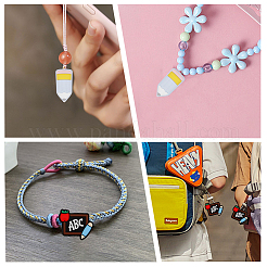 12個 8種類の黒板/本/鉛筆型シリコンビーズ  DIYネックレスとブレスレットの作り方  ミックスカラー  26~35x18~30x8.5mm  穴：2.5~3mm&nbsp;SIL-CA0002-78