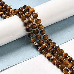 天然石タイガーアイビーズ連売り  シードビーズで  ファセットロンデル  7~8x5~6mm  穴：1mm  約45~46個/連  14.57''~14.96''（37~38センチメートル）&nbsp;G-P508-A01-01