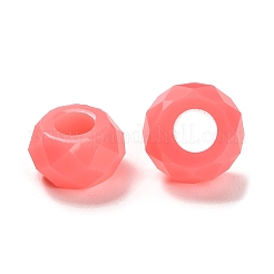 レジンヨーロピアンビーズ  大穴ビーズ  多面カット  ロンデル  鮭色  13.5x8mm  穴：5.5mm&nbsp;RESI-B020-06B