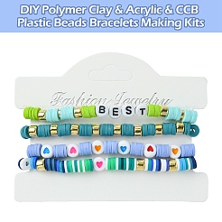 DIY Polymer Clay & Acrylic & CCB Plastic Beads Bracelets Making Kits&nbsp;DIY-FS0006-46