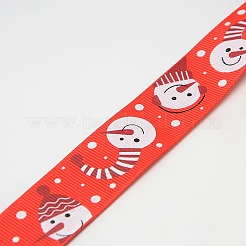 Christmas Snowman Printed Grosgrain Ribbon for Christmas Gift Package&nbsp;SRIB-D012-25mm-02