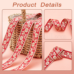 Ethnic Style Flower Pattern Polyester Ribbon&nbsp;OCOR-WH0047-48