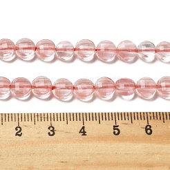 チェリークォーツガラスビーズ連売り  ファセットスクエアカットコインビーズ  フラットラウンド  6~7.5x4mm  穴：1mm  約64~66個/連  15.16~15.63インチ（38.5~39.7cm）&nbsp;G-C179-A6mm-16