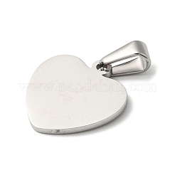 変色しない304ステンレススチールペンダント  空白タグのスタンプ  ハート  ステンレス鋼色  20.5x19x1.36mm  穴：10x4.5mm&nbsp;STAS-I135-12P-B