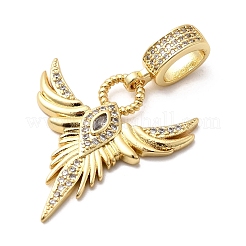 Brass Micro Pave Clear Cubic Zirconia Angel Wing Pendants&nbsp;KK-H519-16B-G