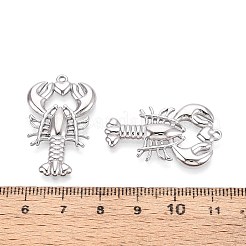 304ステンレススチール製ロブスターとハートペンダント  変色しない  ステンレス鋼色  32x19x3mm  穴：1.6mm&nbsp;STAS-T067-26P
