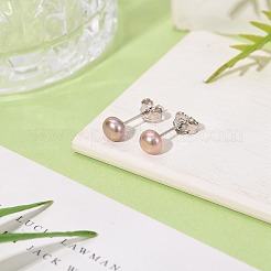 Valentine Presents for Her 925 Sterling Silver Ball Stud Earrings&nbsp;EJEW-D029-4.5mm-1