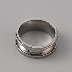 201 Stainless Steel Grooved Finger Ring Settings&nbsp;STAS-WH0027-26C-P