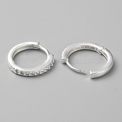 真鍮製マイクロパヴェキュービックジルコニアフープピアス  銀  15x16x2mm&nbsp;EJEW-WH0010-13C-S