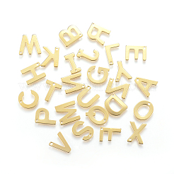 304ステンレススチールの文字チャーム  イニシャルチャーム  アルファベットチャーム  a～zの文字  11x6~12x0.8mm  穴：1mm&nbsp;STAS-P141
