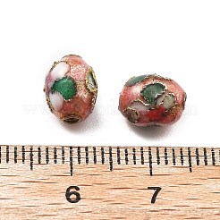 手作り七宝ビーズ  オーバル  ダークサーモン  8.5x6.5~7x6.5~7mm  穴：1.4mm&nbsp;CLB-Q002-04C