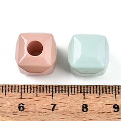 オペークアクリルヨーロピアンビーズ  キューブ  大穴ビーズ  ミックスカラー  13x13x13mm  穴：5mm&nbsp;OACR-I015-64