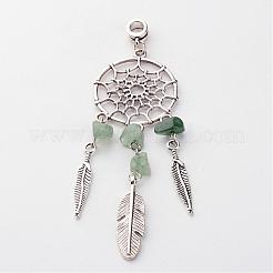 Natural Gemstone European Dangle Charms&nbsp;PALLOY-JF00214