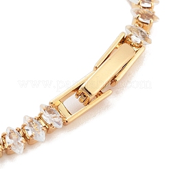 Brass Pave Clear Cubic Zirconia Horse Eye Link Bracelets&nbsp;BJEW-B094-03A-G