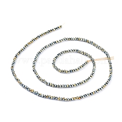 電気メッキガラスビーズセット  フルメッキ  多面カット  ロンデル  メッキグリーン  2x1.5mm  穴：0.6mm  約208~220個/連  34~36cm&nbsp;X-EGLA-F149-FP-09