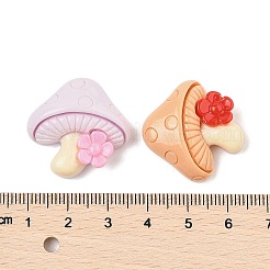 オペーク樹脂カボション  花とキノコ  ミックスカラー  26x25.5x9.5mm&nbsp;CRES-R456-07A