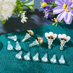 100個のシリコンイヤーナット  ピアスバックキャッチ  透明  6x10mm  穴：0.5mm&nbsp;SIL-TADJ0001-09