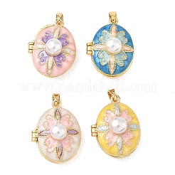 Brass Enamel Locket Pendants&nbsp;KK-F923-02B-G