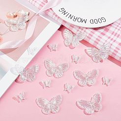 電気メッキされた3d樹脂ペンダント  蝶  クリアAB  13~30x16~42x5~6mm  穴：1.6~2mm  130個/箱&nbsp;DIY-OC0007-71