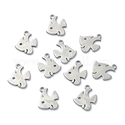 304ステンレススチールチャーム  魚  ステンレス鋼色  11.5x10x1mm  穴：1mm&nbsp;STAS-CJC0008-22P