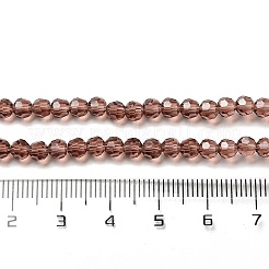 透明ガラスビーズ  ファセット（32ファセット）  ラウンド  シエナ  4mm  穴：0.7mm  約87~93個/連  32~33cm&nbsp;EGLA-A035-T4mm-D13