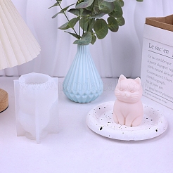 猫の香りのキャンドル 食品グレードのシリコン型  キャンドル作りの型  アロマセラピーキャンドルモールド  ホワイト  7.5x6.7x10.6cm  内径：5.5x5.5x9のCM&nbsp;LS-PW-WG68217-01