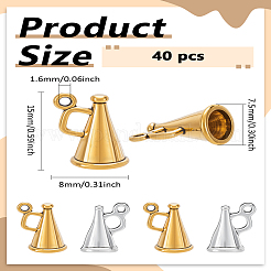 40本2色チベット風アロイペンダント  トランペットチャーム  アンティークシルバー＆アンティーク金色  15x8x7.5mm  穴：1.6mm  20個/カラー&nbsp;FIND-LP0006-73