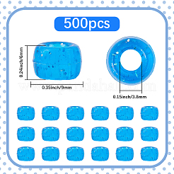 透明プラスチックビーズ500個  グリッターパウダー付き  バレル  藤紫色  9x6mm  穴：3.8mm&nbsp;KY-SP0001-54B