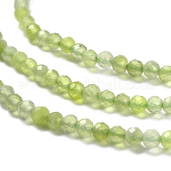 天然岫岩のヒスイのビーズ連売り  多面カット  ラウンド  2.5~2.8x2~2.2mm  穴：0.5mm  約174個/連  14.96