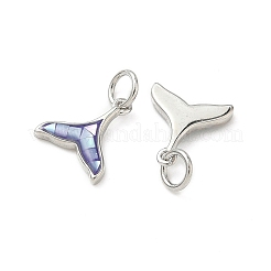 ラックメッキ真鍮＆シェルチャーム  魚尾  エナメル  長持ちメッキ  カドミウムフリー＆鉛フリー  丸カン付き  プラチナ  11.5x10.5x2.5mm  穴：3.4mm&nbsp;KK-I357-11P